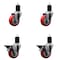 Service Caster 3.5'' Red Poly Wheel Swivel 1-3/4'' Expanding Stem Caster Set 2 Brakes, 4PK SCC-EX20S3514-PPUB-RED-2-PLB-2-134 - alternate 1